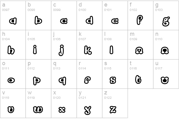 Strumpf Std Open lowercase a-z preview