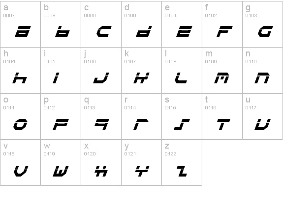 Stuntman Laser Italic lowercase a-z preview