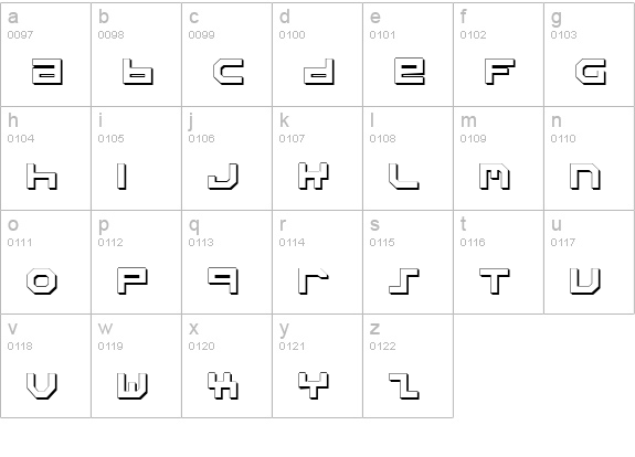 Stuntman Shadow lowercase a-z preview