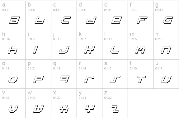 Stuntman Shadow Italic lowercase a-z preview