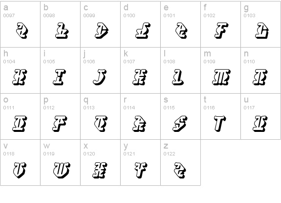 Stupefaction 3D lowercase a-z preview