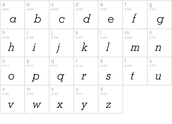 Stymie Light Italic lowercase a-z preview