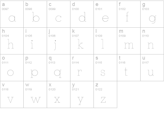 StymieHairline lowercase a-z preview