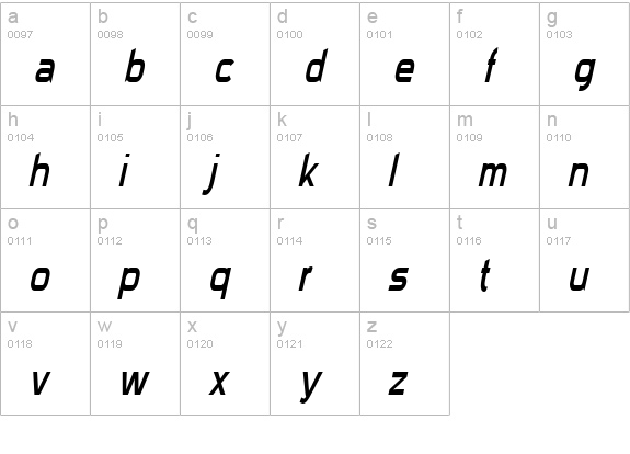 Sui Generis Condensed Light Italic lowercase a-z preview