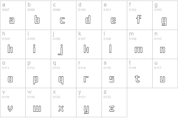 Sujeta Outline lowercase a-z preview