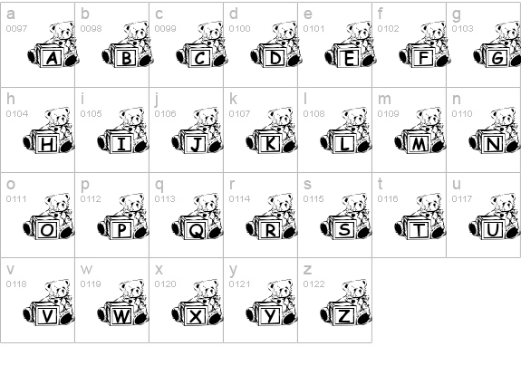 Summer's Bear Blocks lowercase a-z preview