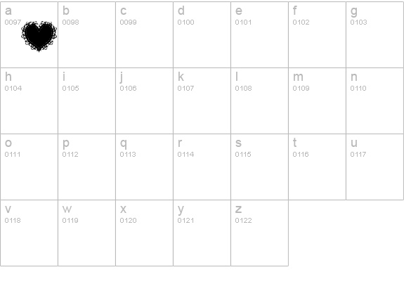 Summer's LaceHearts lowercase a-z preview