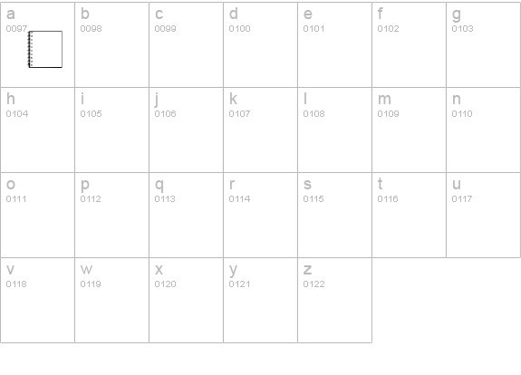 Summer's Notebook lowercase a-z preview