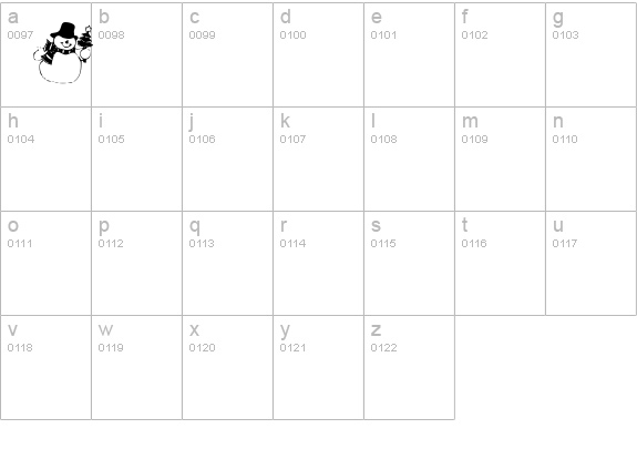 Summer's Snowman lowercase a-z preview