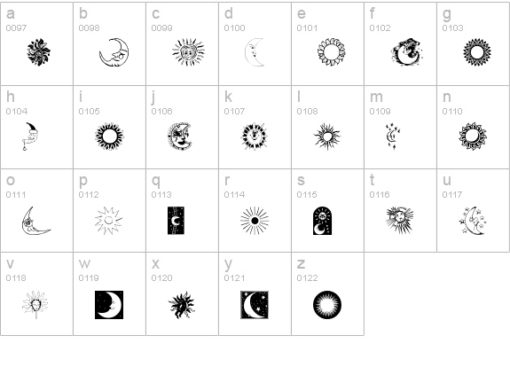 SunandMoon lowercase a-z preview