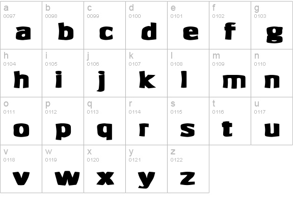 Super Black SF lowercase a-z preview