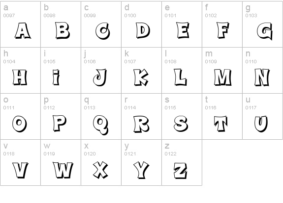 Super Delicious BTN Shadow lowercase a-z preview
