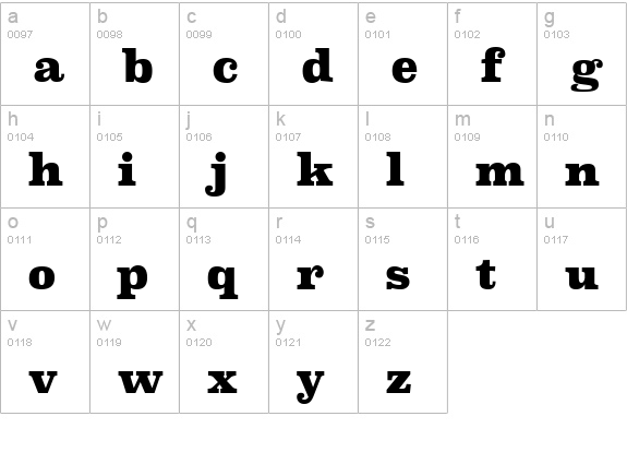 Superclarendon Bl lowercase a-z preview