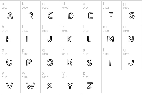 SuperTiki lowercase a-z preview