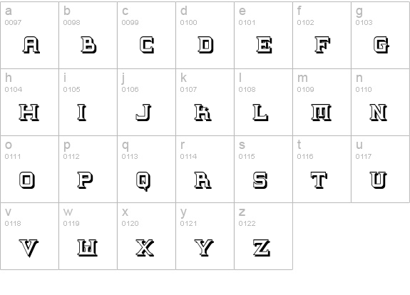 Supremaganda BTN Shadow lowercase a-z preview