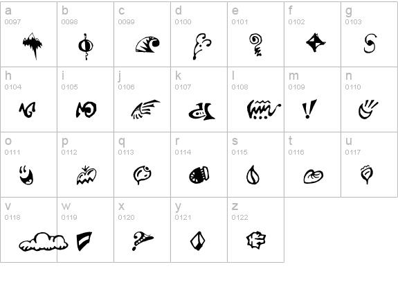 SuRealDingbats-VolumeOne lowercase a-z preview