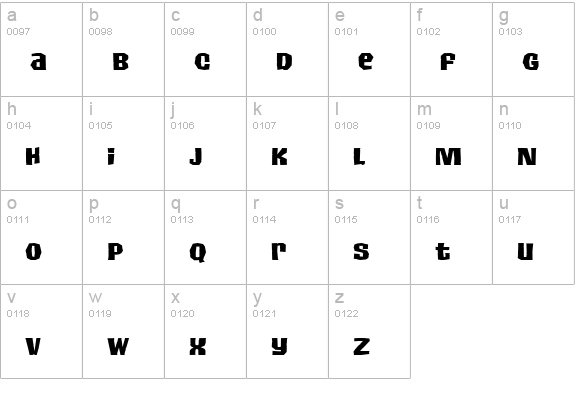 Survivor Font lowercase a-z preview