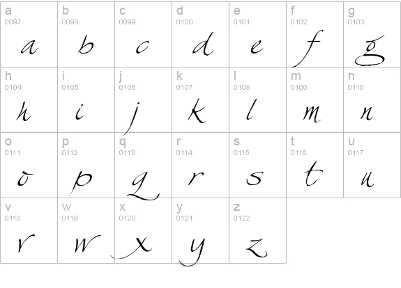 Swan Song lowercase a-z preview