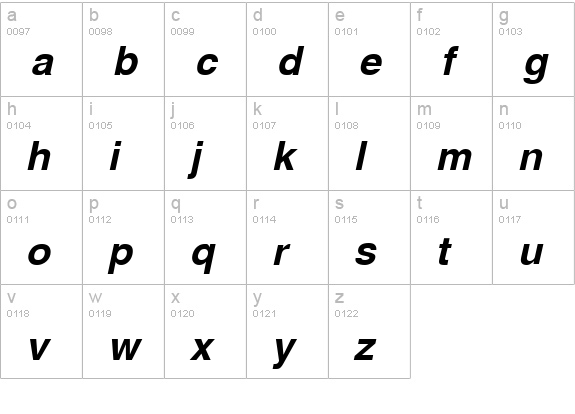 Swansea Bold Italic lowercase a-z preview