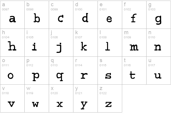 Sweeep lowercase a-z preview