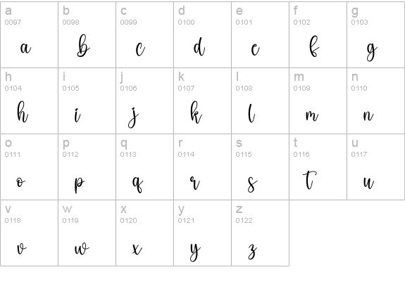 Sweet Almond lowercase a-z preview