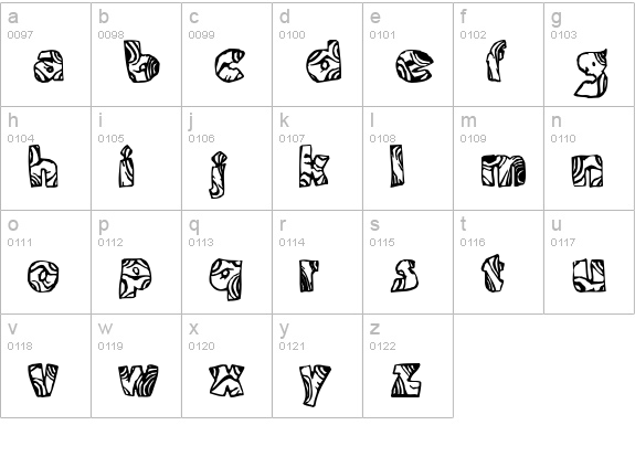 Swirled BRK lowercase a-z preview