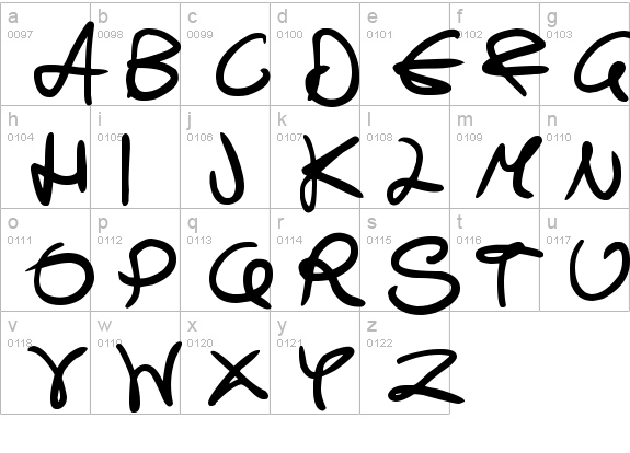 Swirly Curly Inks
 lowercase a-z preview