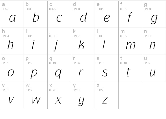 SymbolBookItalic lowercase a-z preview