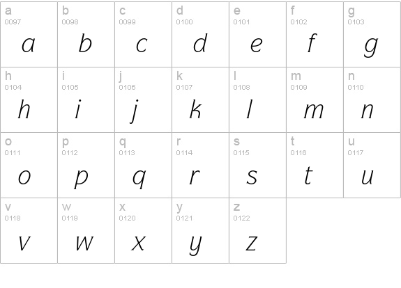 SymbolEF-BookItalic lowercase a-z preview
