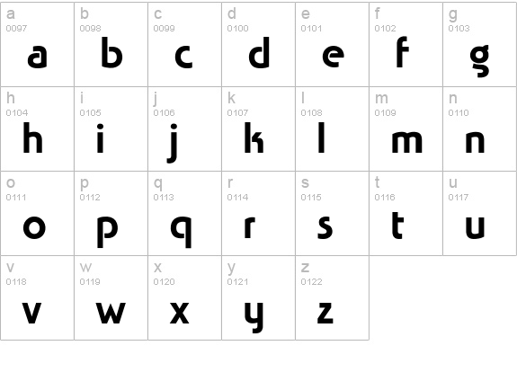 Tabasco lowercase a-z preview