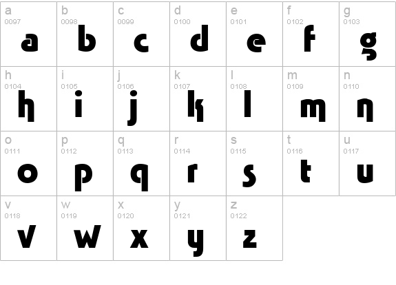 Tabasco-Bold lowercase a-z preview