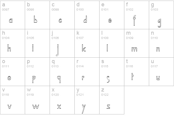 TabletHollowCondensed Normal lowercase a-z preview