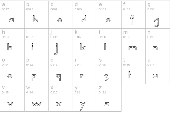 TabletHollowExtended Normal lowercase a-z preview