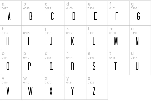 Tall Dark And Handsome Condensed lowercase a-z preview