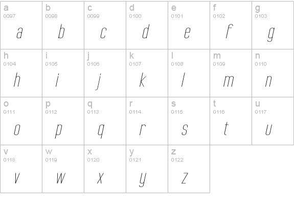 Tall Films Expanded Oblique lowercase a-z preview