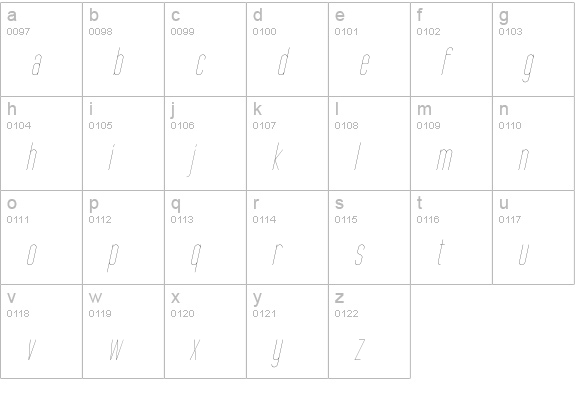 Tall Films Fine Oblique lowercase a-z preview