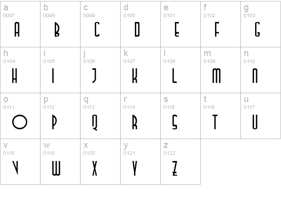 TallDeco Normal lowercase a-z preview