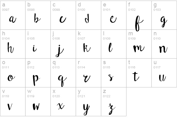 Tallulah lowercase a-z preview