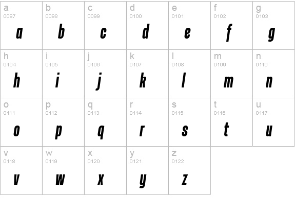 Tandelle Bold Italic lowercase a-z preview