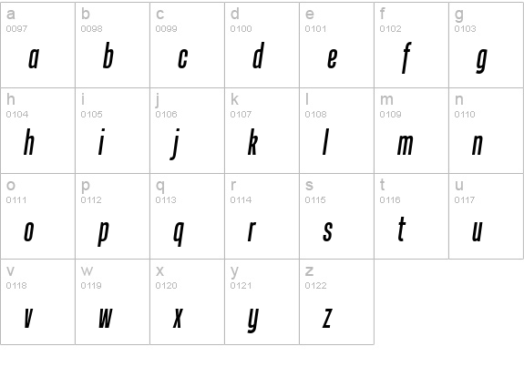Tandelle Italic lowercase a-z preview