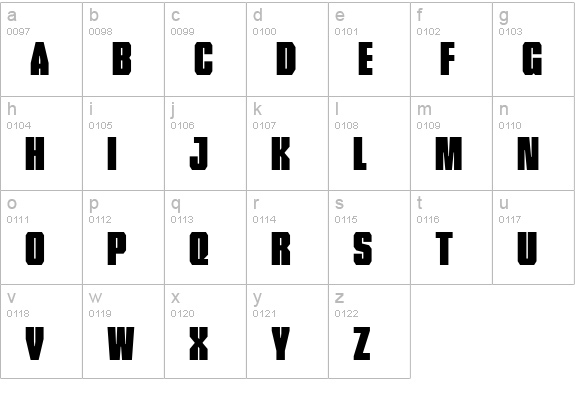 Tank lowercase a-z preview