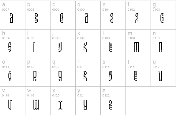 Tantrum Tongue lowercase a-z preview