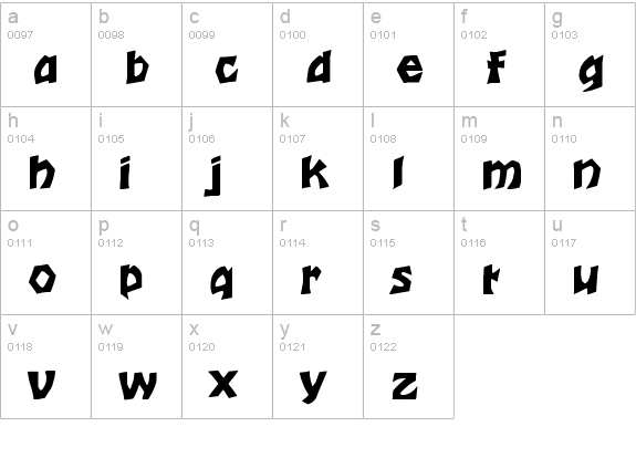 Tarzan Regular lowercase a-z preview