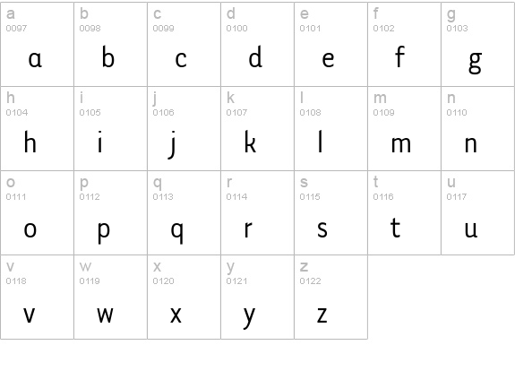Tarzana-Narrow lowercase a-z preview