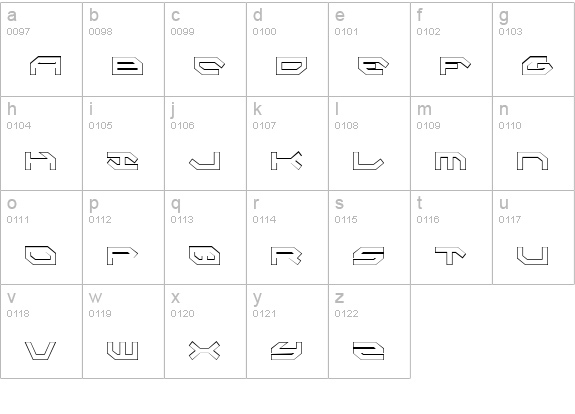 Taskforce Condensed Outline lowercase a-z preview