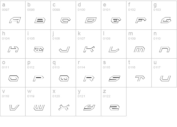 Taskforce Outline CondItalic lowercase a-z preview