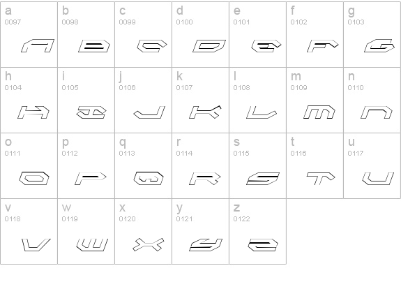 Taskforce Outline Italic lowercase a-z preview