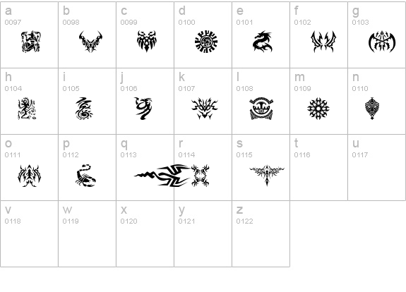 Tattoo lowercase a-z preview