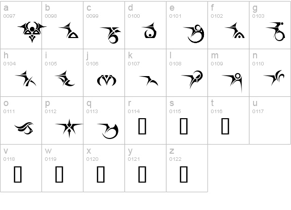 Tattooz 1 lowercase a-z preview