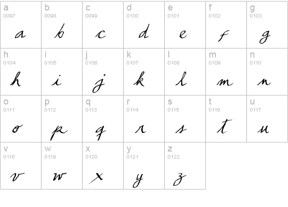 TCLescuelerascript lowercase a-z preview